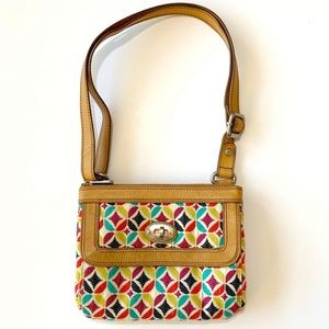 Fossil Colorful Geometric Fabric Crossbody Leather